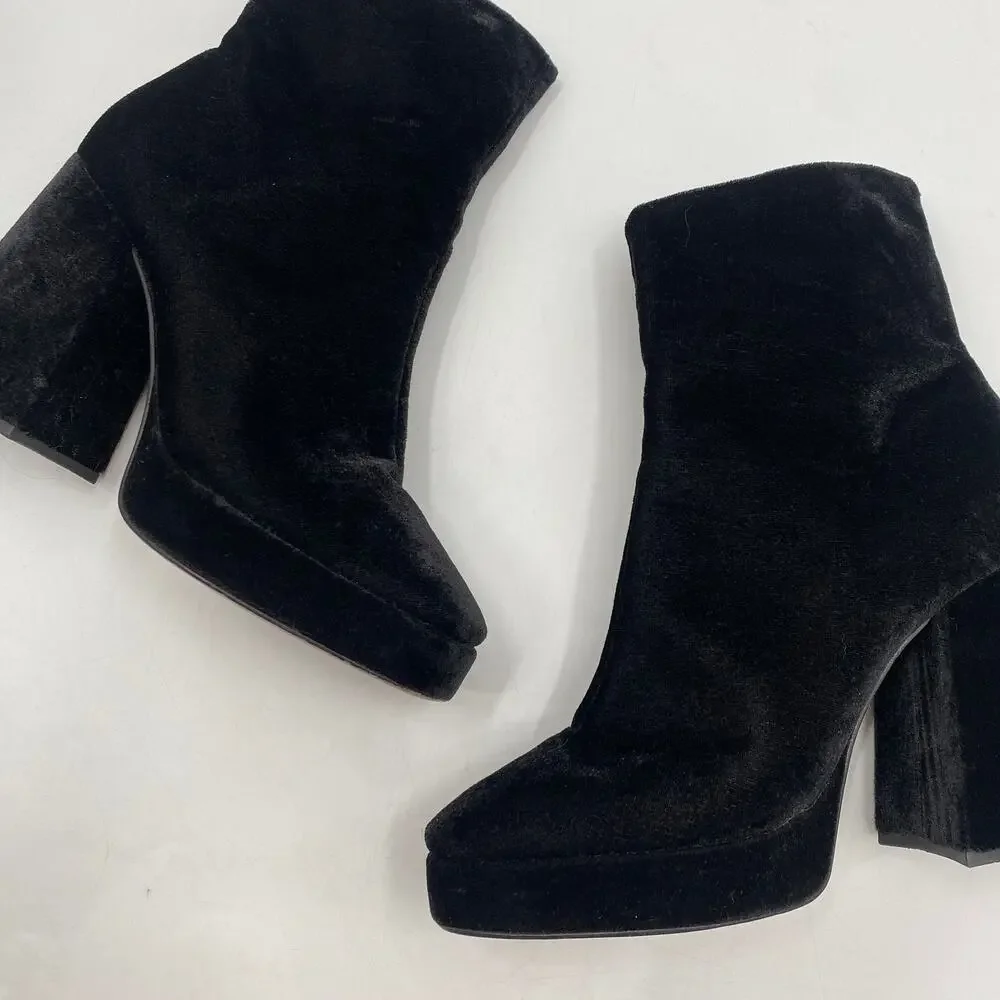Schutz platform black velvet booties